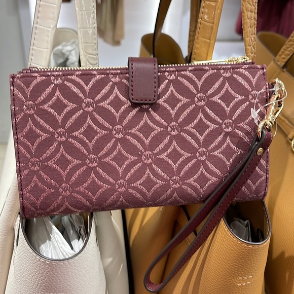 Michael Kors Jet Set Travel Large Double-Zip Wristlet-Wallet-PhoneHolder Oxblood - Picture 7 of 16